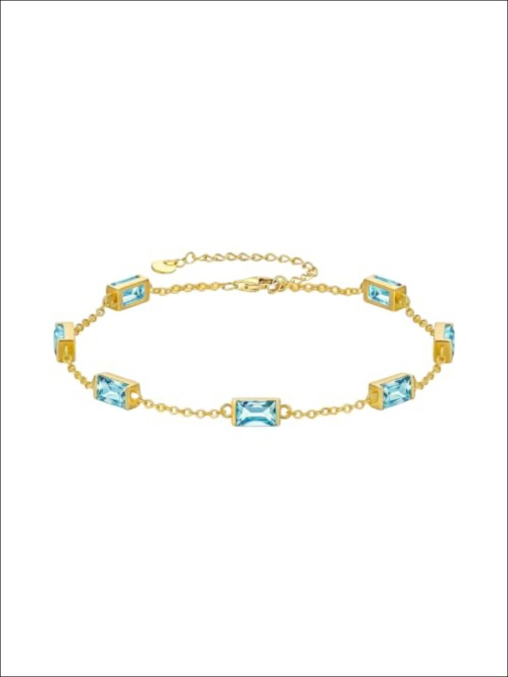14k Gold Plated Birthstone Link Bracelet with Lobster Claw Clasp